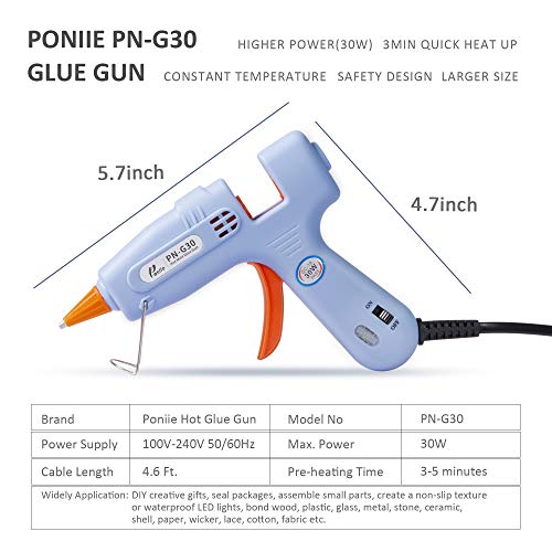 Poniie PN-G30 Mini 30W Hot Melt Glue Gun with 35pcs Strong Adhesive Glue Sticks for DIY Small Craft Projects, Sealing & Quick Repairs