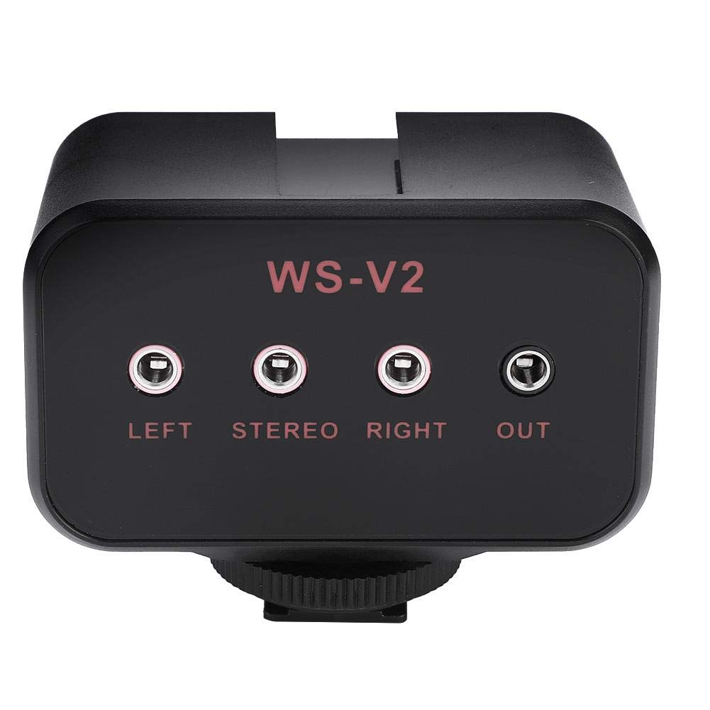 Microphone Audio Mixer, WS-V2 Universal 2 Channel Camera Adapter Mixer with 3.5mm Inputs, 7 x 4 x 5.8cm