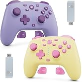 Wireless Switch Controller for Switch/Switch 2/OLED/Lite/PC (Purple+Yellow) | Wake-Up, Hall Triggers, Hall Joysticks, 2 Programmable Buttons, Large Battery, 6-Axis Gyro, Vibration, Turbo, Ergonomic Grips