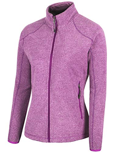 Fastorm Fleece Jacket Womens Full Zip Up Lightweight Solid Polar Fleece Performance Sweatshirts Outdoor Purple S