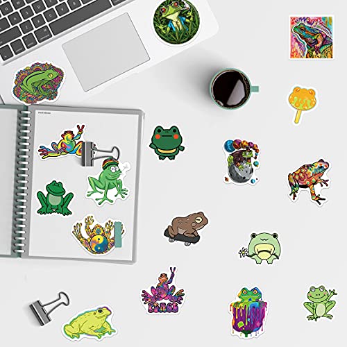 Psychedelic Frog Stickers, 100 Pcs Vinyl Waterproof Stickers for Water Bottles Laptop Skateboard Computer, Kawaii Cute Frogs Stickers for Kids Teens Adults