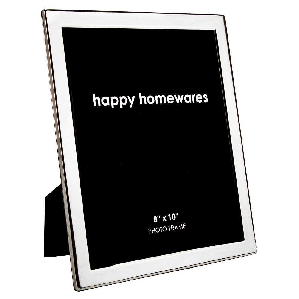 Haysom Interiors Quality Modern Silver Plated Contemporary 8" x 10" Single Picture Photo Frame Landscape or Portrait for Table - Black Velvet Backing by Happy Homewares