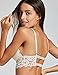 DOBREVA Women's Removable Pads Wire Free Longline Cute Bra Lace Bralette Ivory (Bra) M (34C 34D 36A 36B)