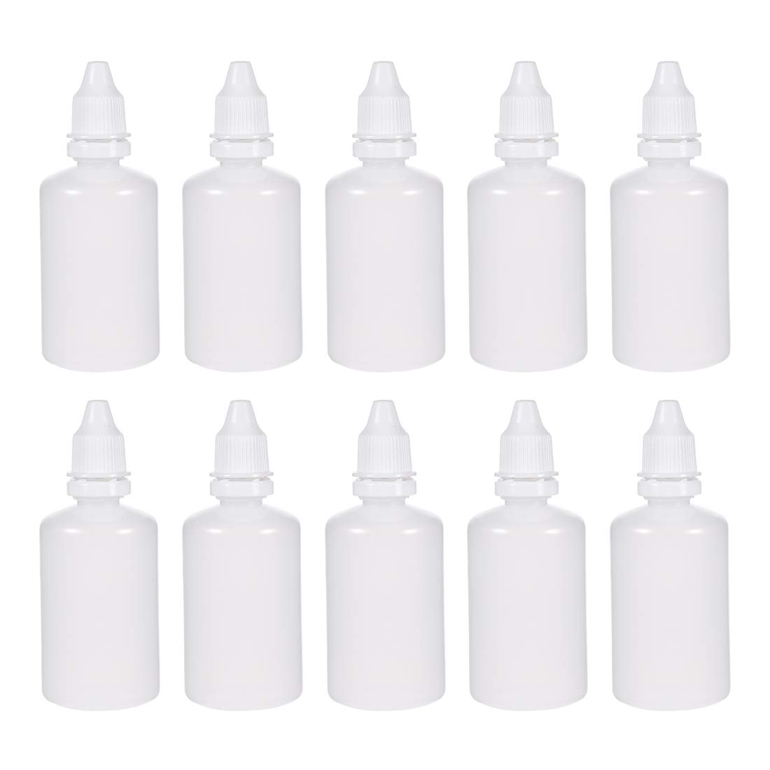 sourcing map Plastic Dropper Bottles, 50ml/1.7 oz Empty Squeezable Liquid Dropper Bottle with Cap, White, Pack of 20