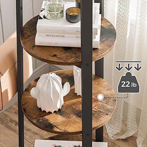 VASAGLE Coat Rack, Coat Stand with 6 Hooks, 3 Round Shelves, Steel