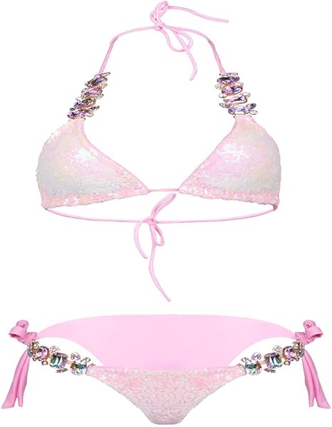 CUUL Traje de baño Sexy de Dos Piezas con Lentejuelas Brillantes para
