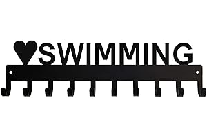 THE METAL PEDDLER Love Swimming Sports Medal Hanger Display - 14.5 inches with 10 Hooks - Made in The USA