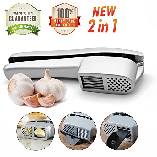 Garlic Press, 2 in 1 Professional Garlic Mincer and Slicer, Heavy Duty Aluminium Garlic Presser by Tysonir For Professional Restaurant Hotel Home Kitchen Helper Masher & Slicer - Thumbnail 6