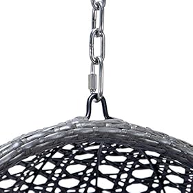 Egg Chair X-Large Outdoor Indoor Hanging Egg Chair with Stand Rattan Wicker Porch Swing with UV Resistant Blue Cushion… 51W0Qu%2BD0BL