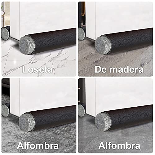 KAMYSEN Protector y Guardapolvo para Puerta, Tapón de Aire para Debajo de La Puerta, Impermeable, Ajustable con Bloqueo de Ruido, Tope para Puerta de Bajo Puerta, Diseño de Doble Borde (1, Negro)