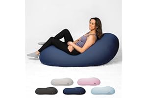 MOONPOD The Moon Pod Bean Bag Chair - Large, Modern Beanbag for Adults, Kids and Teens. Washable Stretch Cover Filled with Thousands of High Density Micro-Beads (Navy).