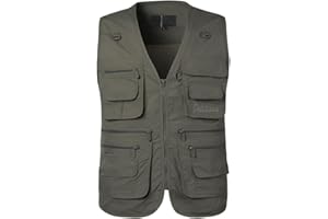 PASOK Men's Work Fishing Vests Lightweight Safari Travel Hunting Waistcoat With Multi-Pockets