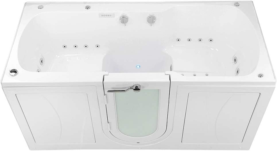 Ella's Bubbles TMO2SA3680HR Ella Big4Two 36" x 80" Triple Massage Two Acrylic Walk-in Bathtub with Microbubble Therapy, Heated Seats, Outward Swing Door, Dual 2" Drains, 36"x 80", White