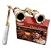 HQRP Opera Glasses s w/Crystal Clear Optic (CCO) 3 x 25 with Built-in Foldable Handle and Red Reading Light (White-Pearl with Gold)