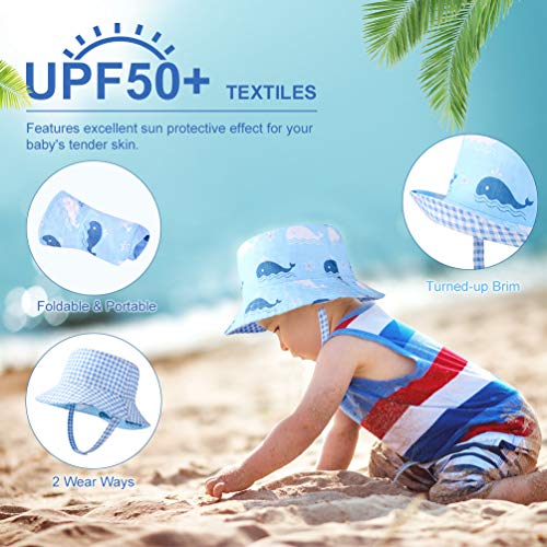 Kids Sun Hat Bucket Hat for Baby Toddler Double Side - UPF50+ Sun Protection Summer,Breathable,Age 1-6