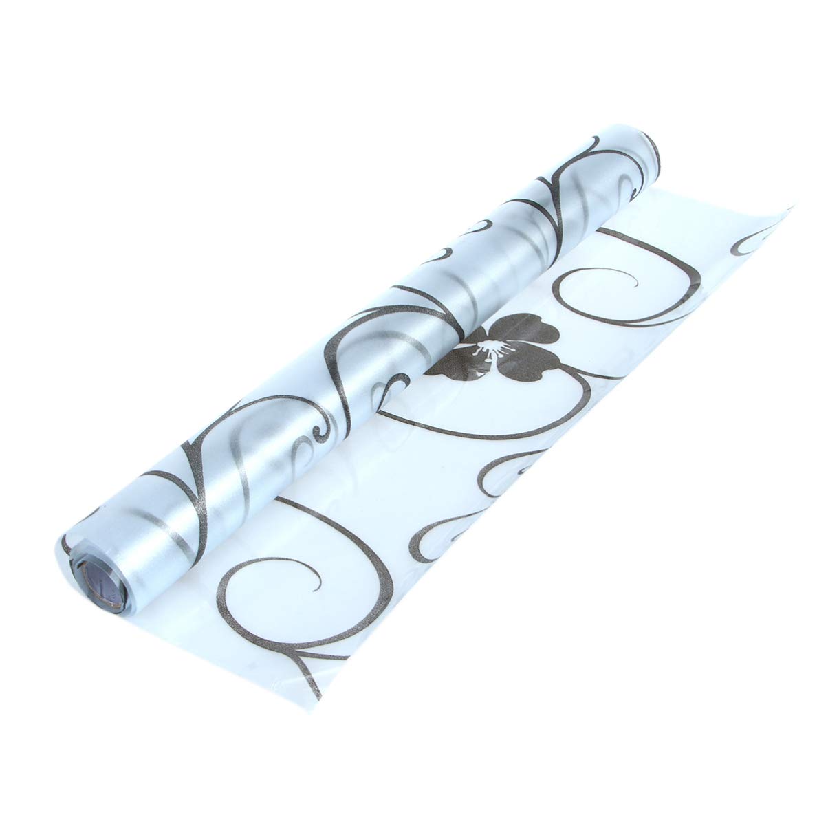 BESPORTBLE Frosted Window Sticker Decorative Self-Adhesive Black Floral Design for Bathroom Bedroom Office Kitchen Opaque Glass Film Window Decals