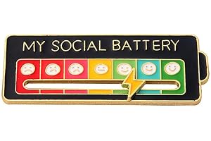 VIZETHRU Social Battery Pin - My Social Battery Creative Lapel Pin, Fun Enamel Emotional Pin 7 Days A Week