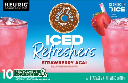 THE ORIGINAL DONUT SHOP, STRAWBERRY ACAI REFRESHER, KEURIG SINGLE-SERVE K-CUP PODS, 10 COUNT