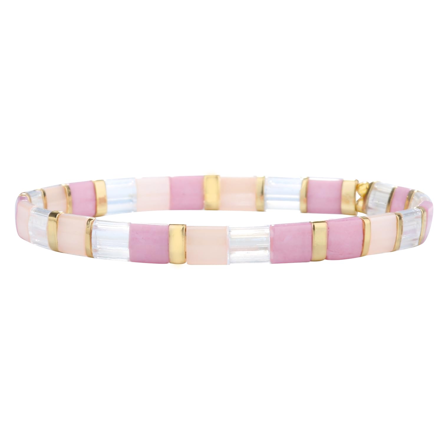 KELITCH Colorful Friendship Stretch Bracelets Candy Miyuki Beads Bracelets Mixed Strand Jewelry - Pink 02D — image 1
