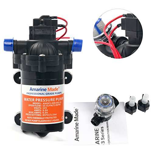 Amarine-made 12v 2.8 GPM 45 PSI Water Pressure Pump, Boat Marine Plumbing