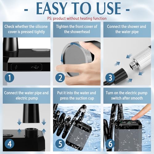 Ducha Portatil Camping, 6000mAh Ducha de Camping con Batería Recargable, Ducha Portatil Furgoneta Camper con Pantalla LED Inteligente 3 Modos de Ducha Resistente al Agua IPX7, Al Aire Libre,Automóvil