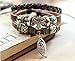 SisFrog Layered Leather Bracelet Vintage Adjustable Handcraft Dangling Jesus Christ Cross Fish Leather Bracelet, Birthday, Easter Gifts, Baptism Gifts for Women, Men (Brown)