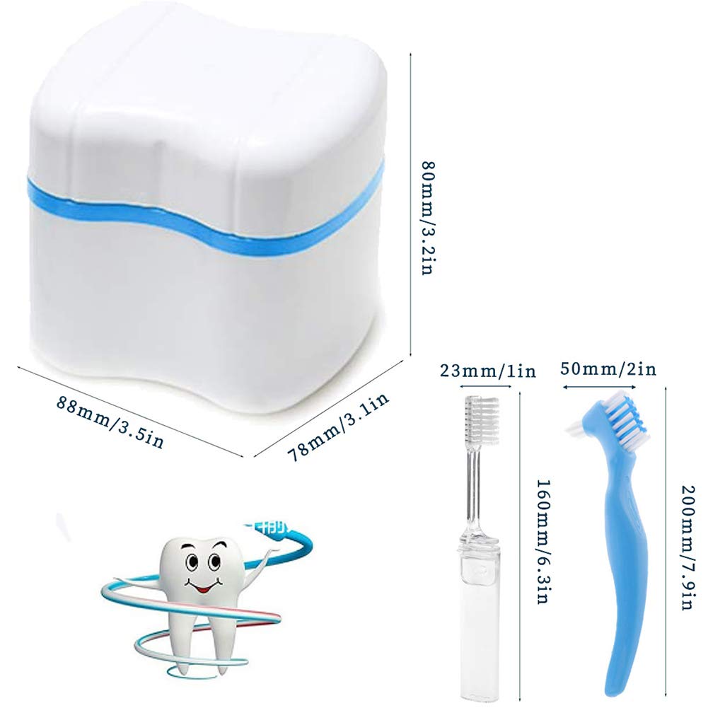 Denture Bath Case Denture Box Cup Denture 2 Cases One Brush Disposable Toothbrush Travel Kit Denture Care Soaking Rinsing Bracket Storage box Container Dental Materials European Style : Beauty
