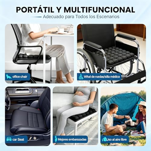 ANGECM8 Cojín de Viaje Inflable para Vuelos Largos, Cojines de Asiento de Aire 3D con Accesorios Inflables para Silla de Oficina, Silla de Ruedas, Coches, Vida en Casa (36 Bolsas)