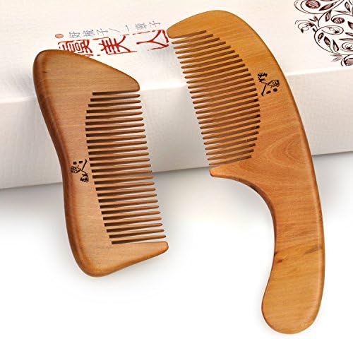 Yumary Hair Healthy Natural Peach Wood Comb Close Teeth with Gift Box