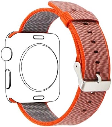 Yichan Woven Nylon Fabric Wrist Strap Replacement Band with Classic Square Stainless Steel Buckle for Apple iWatch Series 1 / 2 / 3,Sport &amp; Edition,38mm,Space Orange and Anthracite