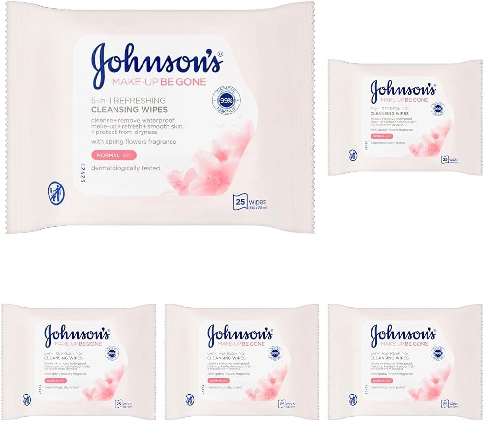 Johnson's Face Care Make Up Be Gone Refreshing Wipes 125 count