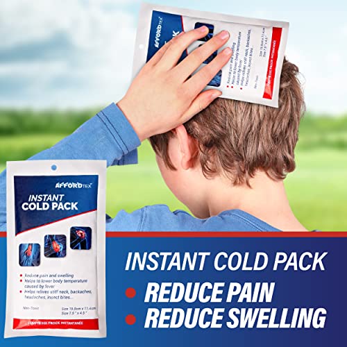 AFFORDTEX Instant Cold Pack 6 Count Disposable 7.5 x 4.5 Inches Ice
