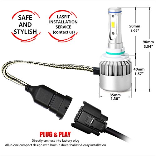 LASFIT H10/9140/9145 LED Fog Light Bulbs Kits-Flip COB Chips-60W 7600LM 6000K (Pack of 2)