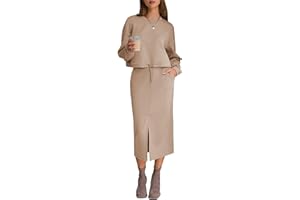 EXLURA Womens 2 Piece Skirts Set Airport Drawstring Sweatshirts Midi Skirt Dress Lounge Sets Travel Outfits Spring 2026