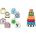 Sassy Reversible Soft Sensory Activity Panels, 4Count, Ages 0+ & Stacks of Circles Stacking Ring STEM Learning Toy, Age 6+ Months, Multi, 9 Piece Set