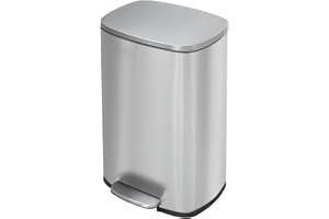 PayLessHere 13 Gallon (50L) in Home Recycling Bin Kitchen Stainless Steel Recycling Bin with Lid Removable Inner Bucket Foot Pedal Soft Close for Office Home Kitchen Garbage Can Trash Bin