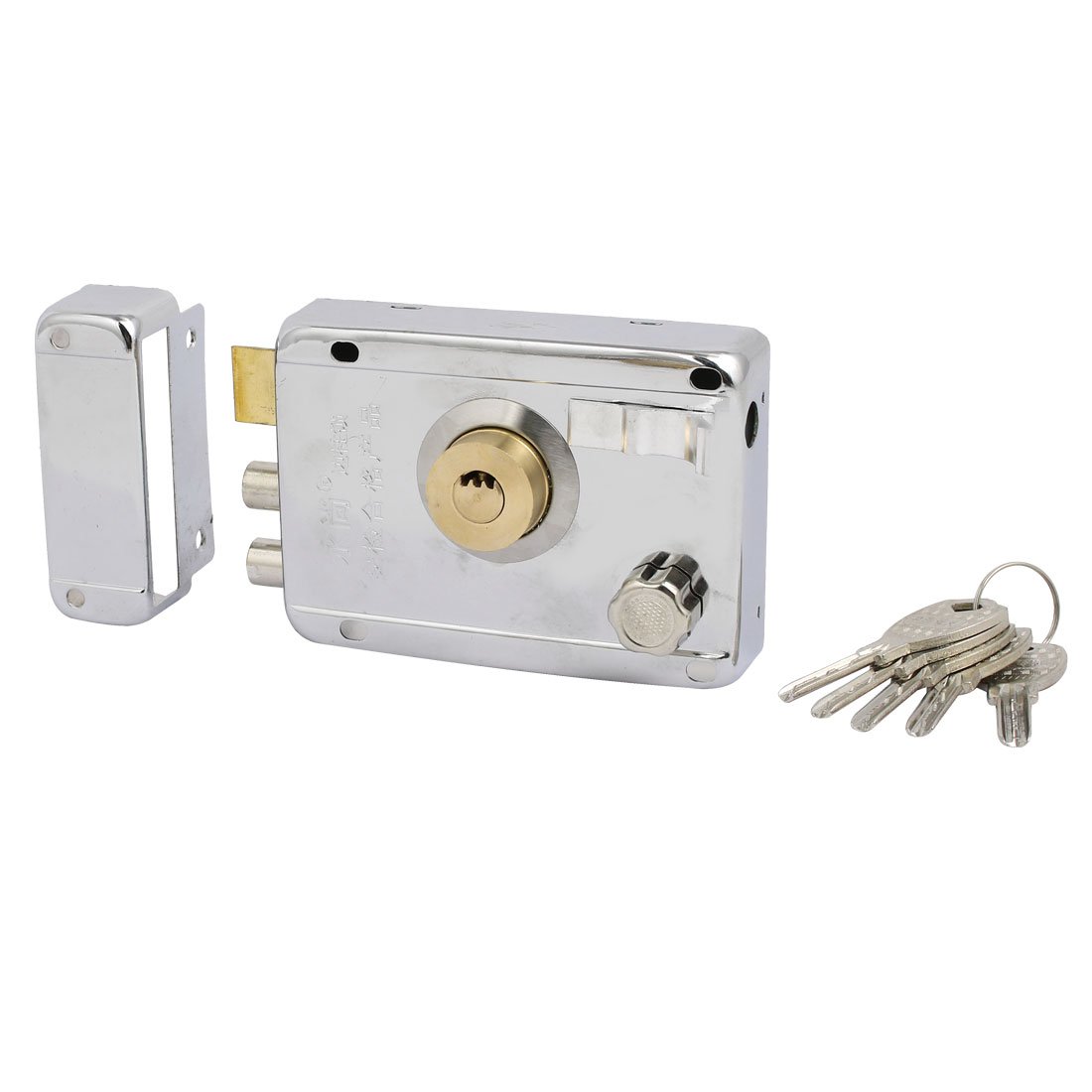 Sourcingmap 304 Stainless Steel Right Overside Door Rim Lock Silver Tone w 5 Keys