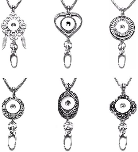 Soleebee 6pcs Office Lanyards Snap Button Jewelry 34.3 inches ID Badge Lanyard Necklace with Swivel Oval Clasp for ID Badges Keys (Style 1)