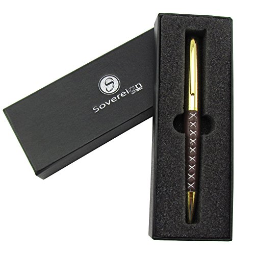 Ballpoint pen for men and women - stylish faux leather and gold s…
