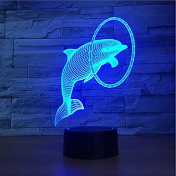 Amazon Com New Dolphin Night Light Creative Gift Fancy Led 3d Light Fixtures Eye Protection Lighting Fixtures Mesa Usb Led 3d Lamp Baby