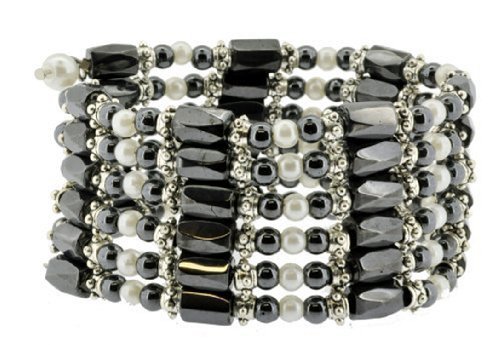 Women s faux pearl magnetic simulated hematite bead nec…