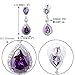 EVER FAITH Silver-Tone Cubic Zirconia February Birthstone Tear Drop Dangle Earrings Purple