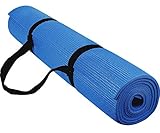 Reehut 1/4-Inch High Density - Exercise Yoga Mat with Carrying Strap for Fitness & Workout (Blue)