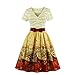 Wellwits Women's V Neck Short Sleeve Stripes Patterned Swing Dress With Belt