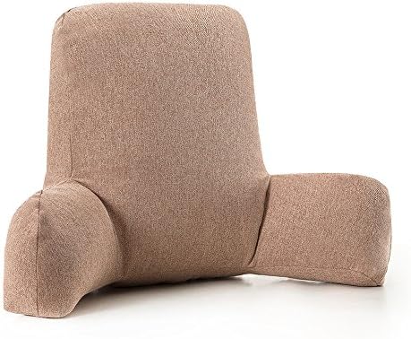 ZOEMO Bed Reading Pillow, Camel - Bed Rest Pillows with Arm Rests for Reading in Bed - Thick Bedrest Pillow with Washable Cushion Cover