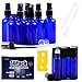 14 Cobalt Blue Essential Oil Bottles , 7 Blue Glass Spray bottles for Essential Oils (2 Ounce) , 7 Essential Oil Blue Glass Stainless Essential Roller Oil Bottles (0.34 Ounce)