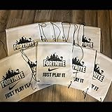 Fortnite White just play it Birthday Party Favor Goodie Bag, fortnite just play it Draw String Bag, You choose how many you need