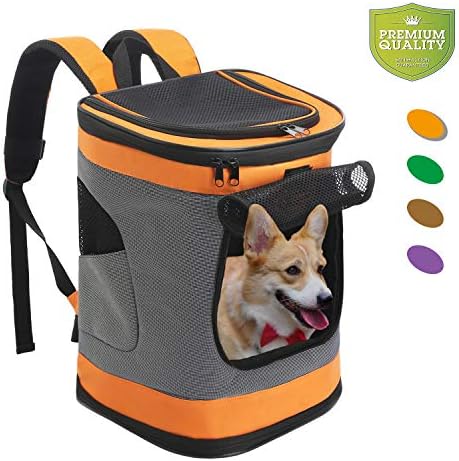 Pet Carrier Backpack for Small Medium Dogs Cats, Airline Approved Bag with Mesh Windows for Travel, Hiking, Outdoor up to 20LBS, Orange