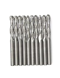 OSCARBIDE - Juego de 10 brocas de carburo macizo en espiral para extremos de nariz con bola de doble flauta con vástago de 1 8 pulgadas para CNC Router grabado fresado 3D esculpido Roughing acrílico madera PVC MDF aluminio