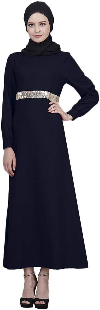 Muslim Dresses for Women Abaya,Sonnena Women Maxi Dress Islamic Long Sleeve Sequins Robe Kaftan Arab Ramadan Prayer Clothes